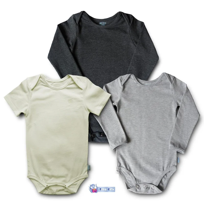 set x 3 bodies negro beige y gris 6m