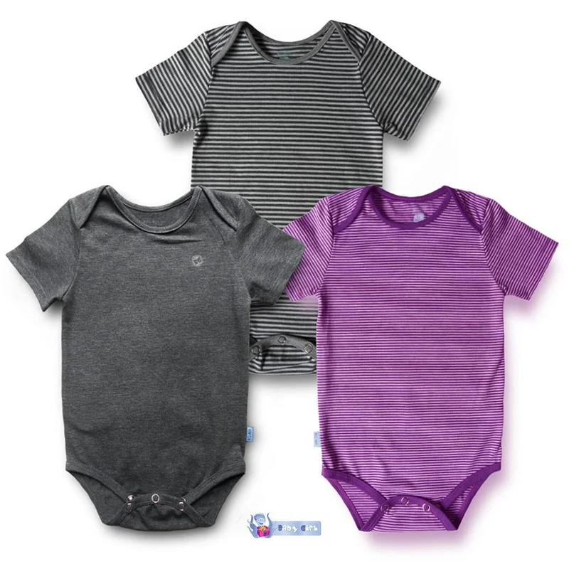 set x 3 bodies rayas moradas gris y rayas grises