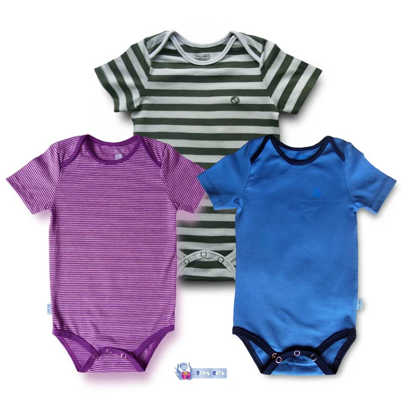 set x 3 bodies rayas moradas rayas verdes y azul oscuro 6m
