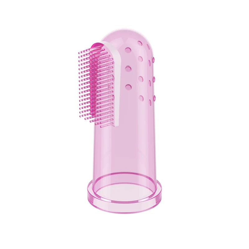 Cepillo Dedal De Silicona Con Estuche Rosa