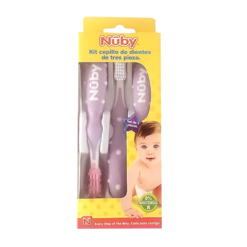 set de higiene bucal 3 piezas para el bebe lila