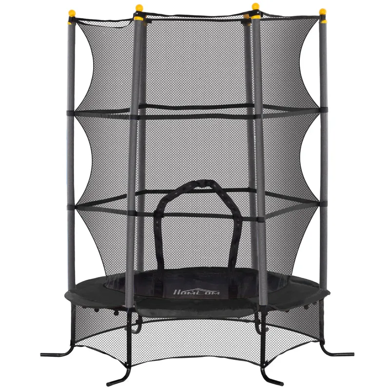 Homcom Cama Elástica Infantil Ø163 Cm Con Red De Seguridad Negro