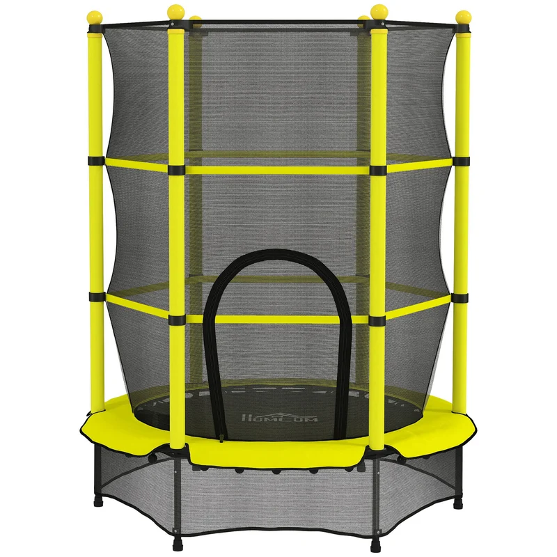Homcom Cama Elástica Infantil Ø140 Cm Para Niños De 3-10 Años Amarillo