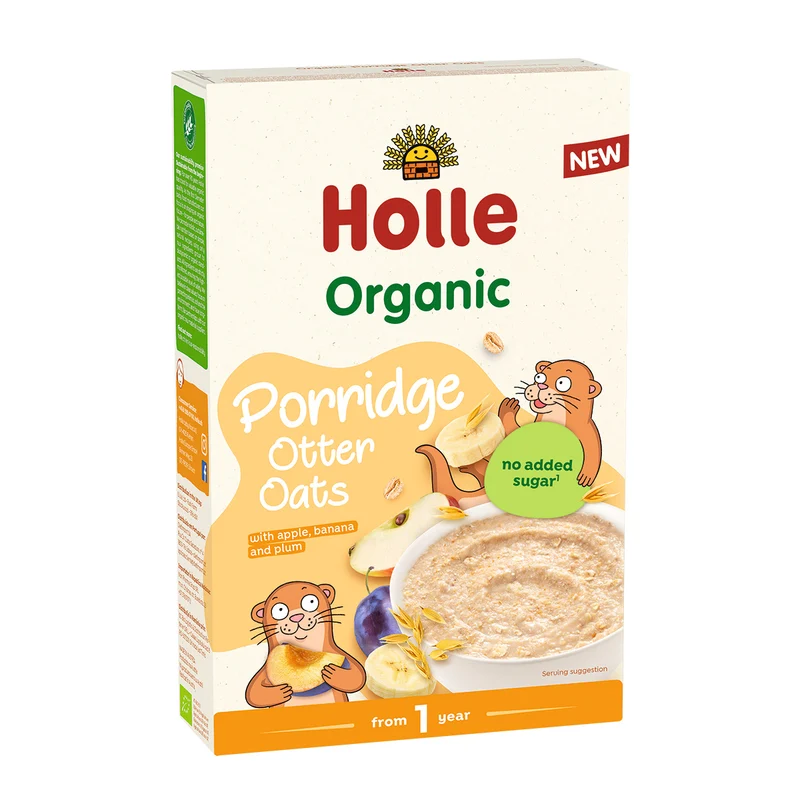 Papilla ecológica de avena, banan, manzana y ciruela, Otter Oats bio / eco a partir 12 meses Holle 200g