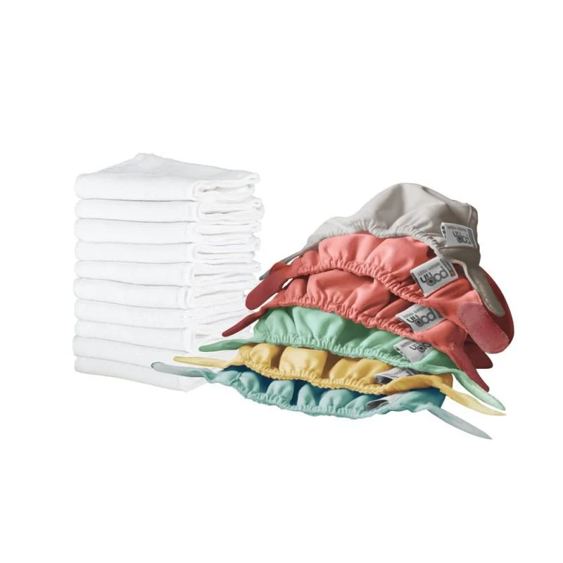 Pack Pañales de Tela lavables para recién nacido Pop-in con 6 cobertores y 10 absorbentes Close Parent