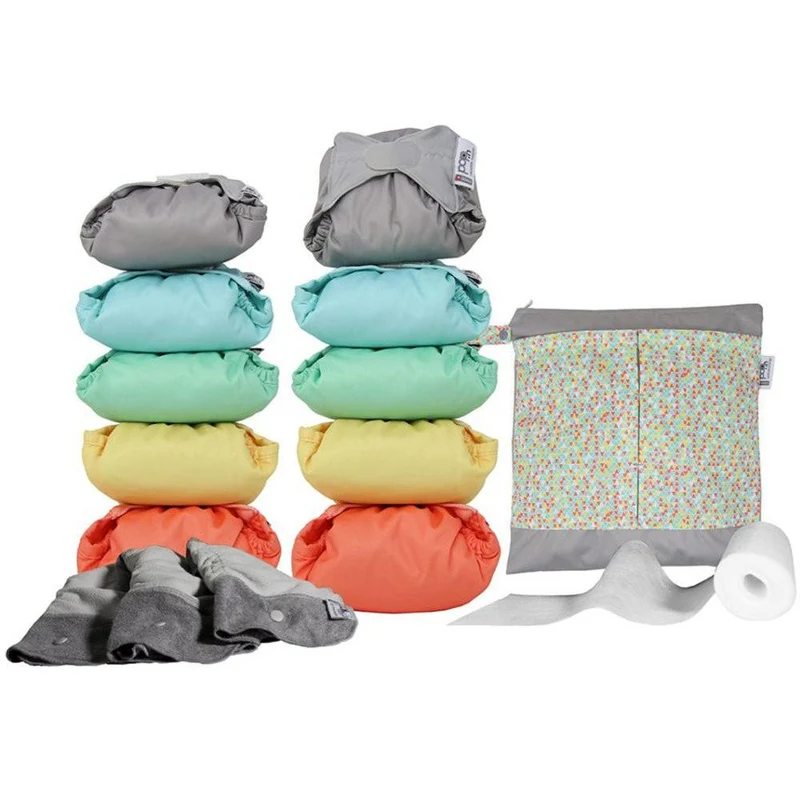 Pack de 10 Pañales de Tela Reutilizables de Bambú Pastel Close Parent