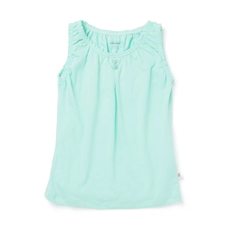 camiseta sin mangas mudis verde agua. talla 18 24m