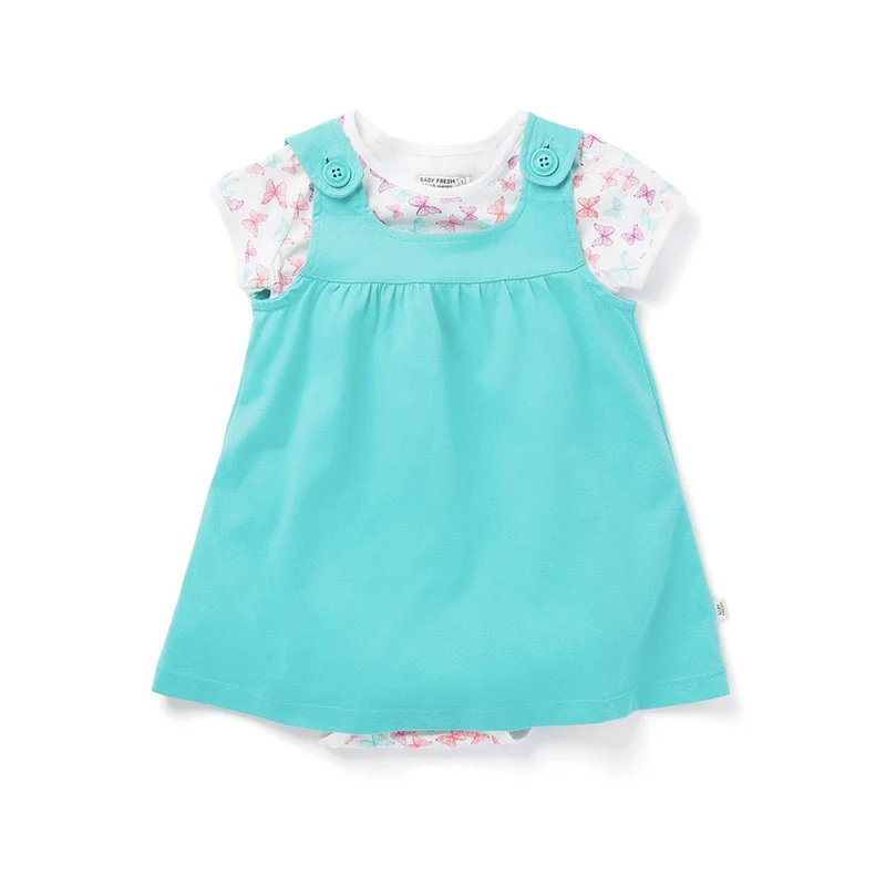 conjunto vestido con interior belindi verde turquesa. talla 18 24m