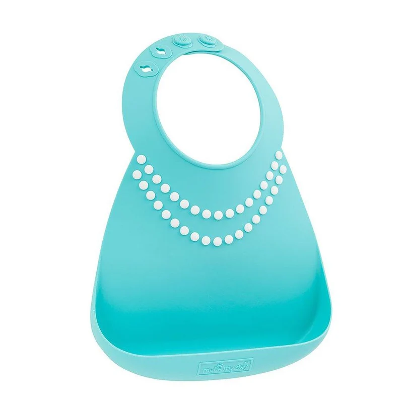 babero de silicona aqua con perlas