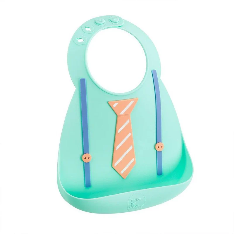 babero de silicona aqua con corbata