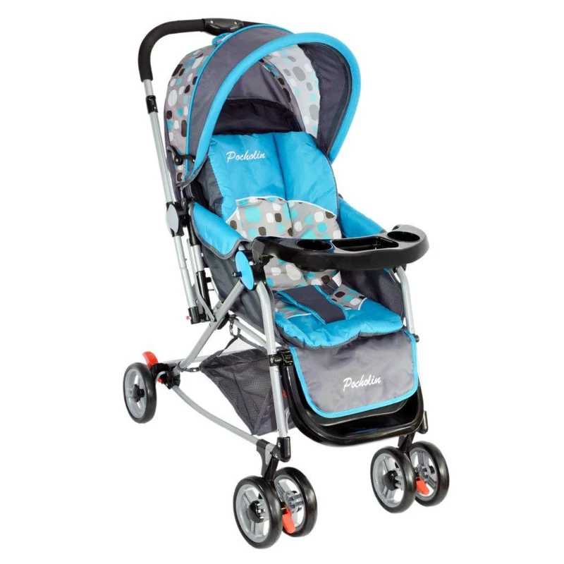 coche de barra reversible y mecedor azul