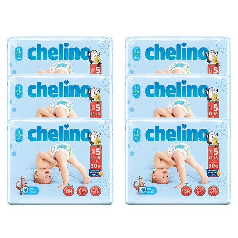 Pack 6 x Pañal T5 Pasitos (13-18Kg) 30 uds, Chelino