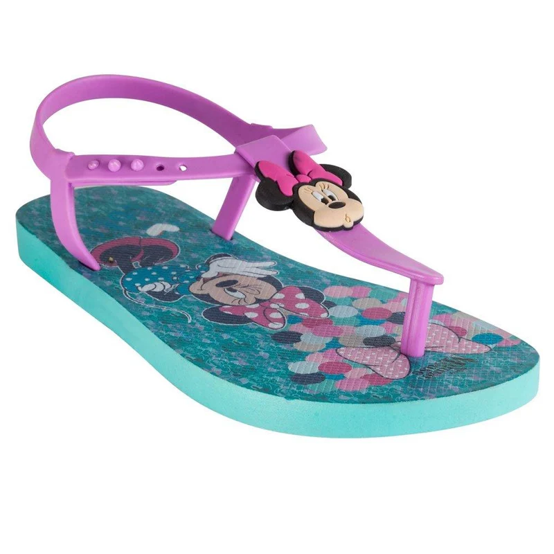 sandalia travilla disney minnie talla 35 azul claro con tira rosada