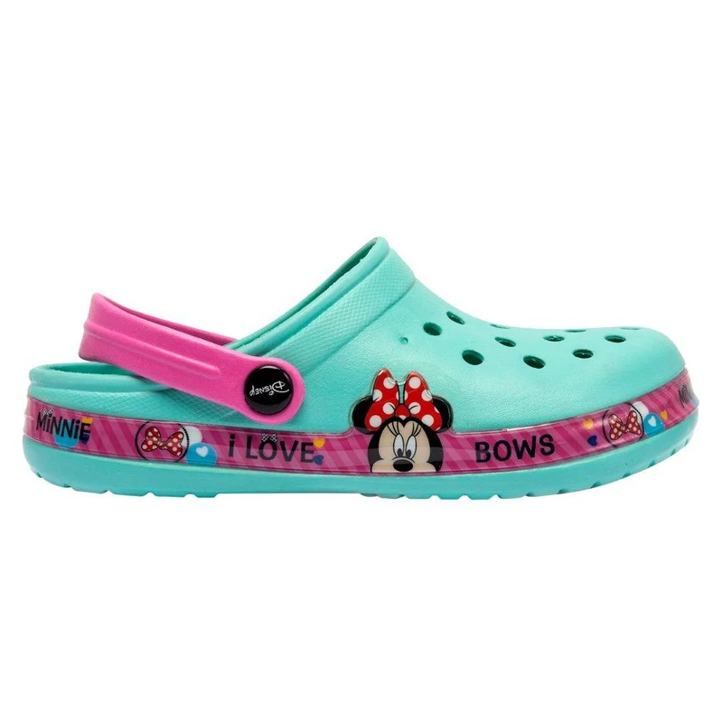 zapato sueco disney minnie talla 30 azul claro con tira rosada