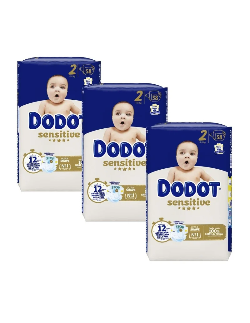 Pack de Pañales Dodot Sensitive Talla 2 - 3 Cajas 522 uds