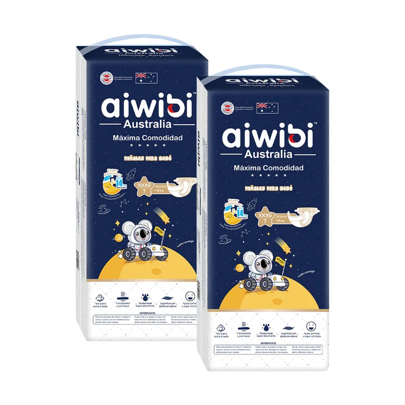 Pack 2x Pañales Aiwibi Dulce Noche XXXG (34 unidades)