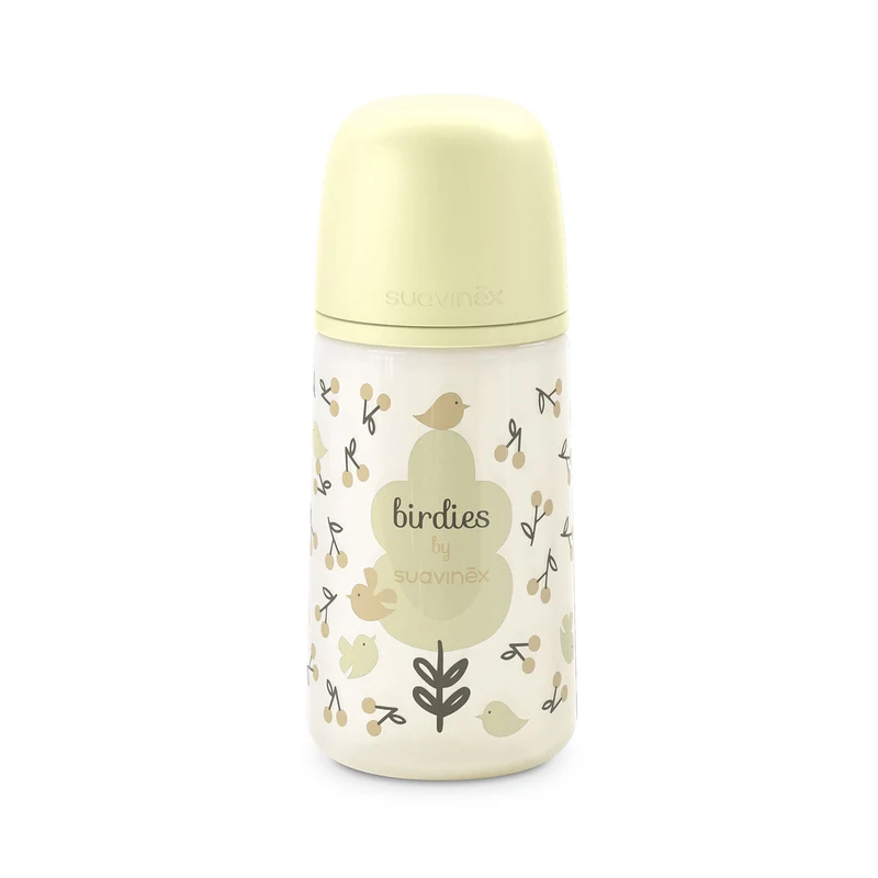 Mamadera Amarilla Birdies de 270ml con Tetina Fisiológica Sx Pro Flujo Medio +3 meses