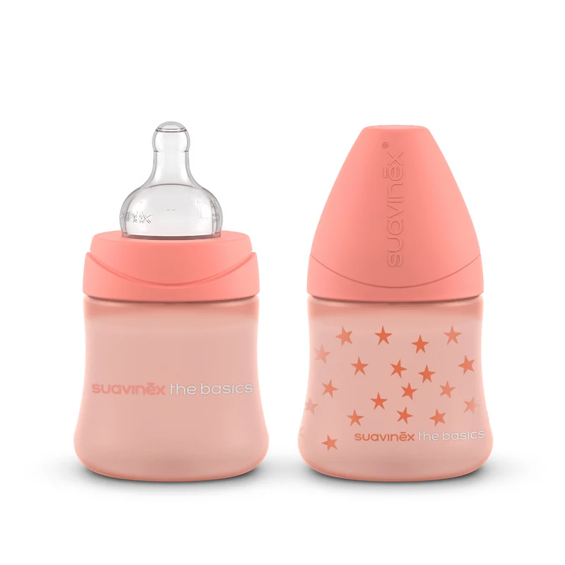 Mamaderas Rosa The Basics 150ml con Tetina Redonda de Silicona Flujo Lento +0 meses