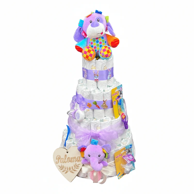 Tarta de pañales Violeta Premium nacimientos