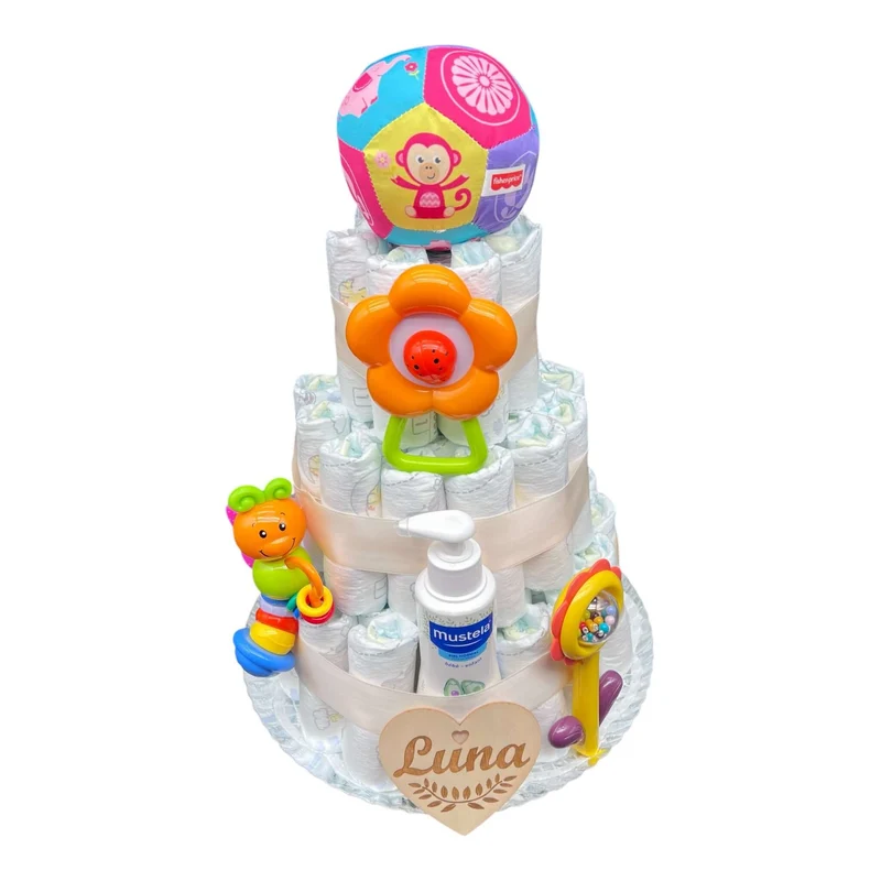 Tarta de pañales Mustela juegos educativos para el bebé