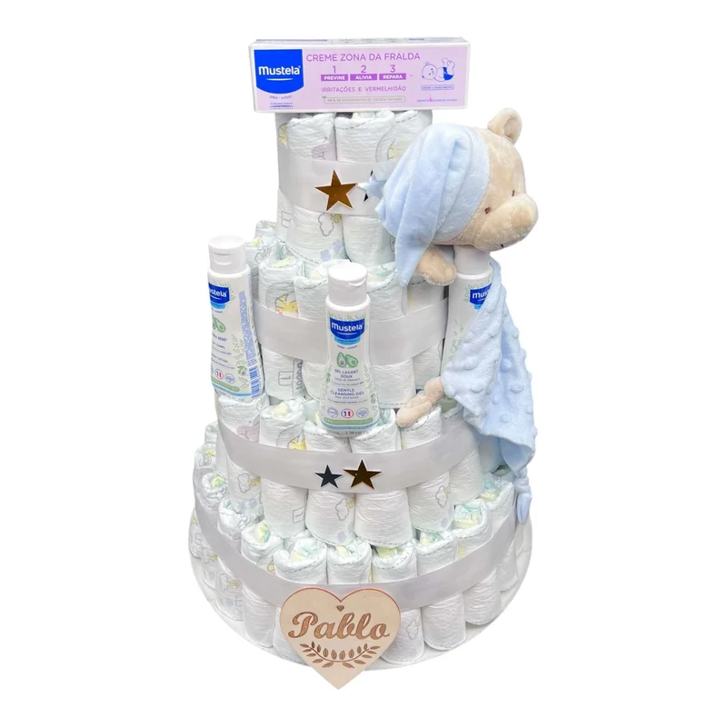 Tarta de pañales Mustela básicos nacimiento