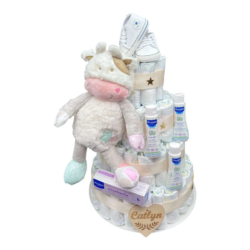Tarta de pañales Mustela baby vaquita