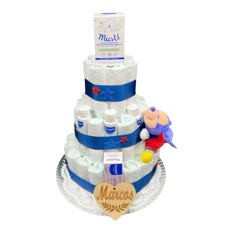 Tarta de pañales Mustela Mickey mouse azul