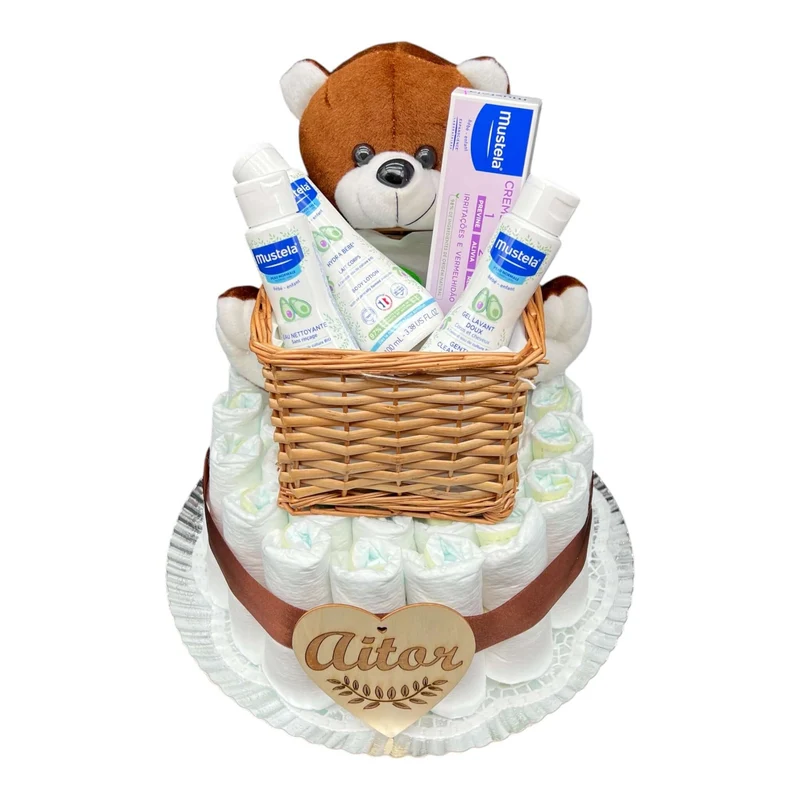Tarta de pañales Mustela con peluche