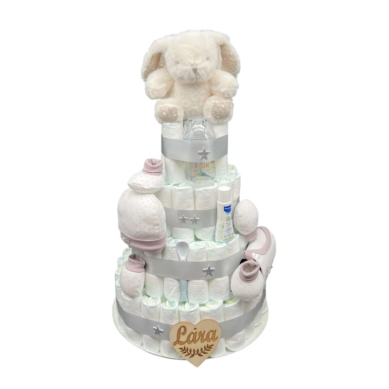 Tarta de pañales conejito Mustela nacimiento