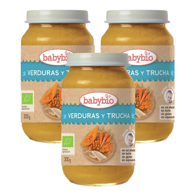 Pack 3 uds Tarrito Menu Tradicion Trucha, 200 g. Babybio