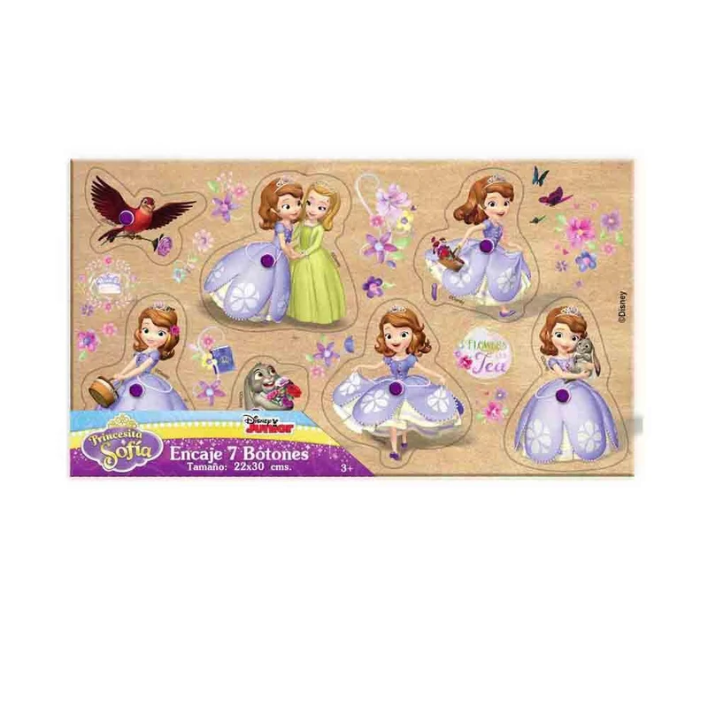 encaje 7 botones princesa sofia aves y mariposas