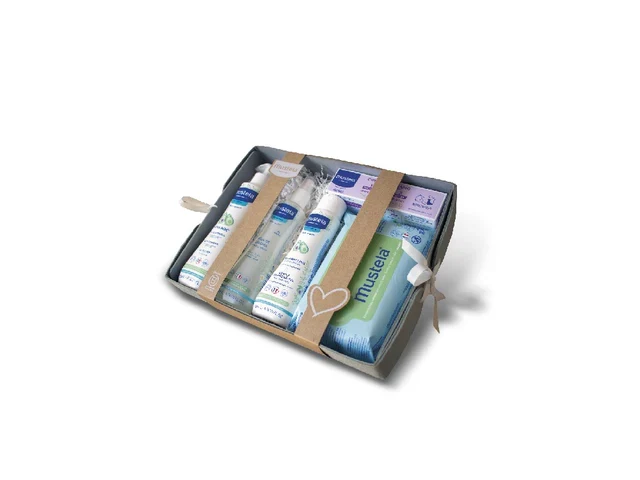 Canastilla bebé regalo recién nacido Mustela Gris