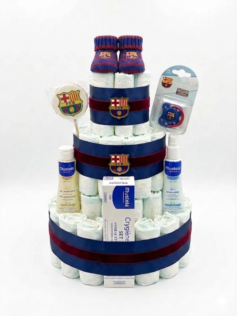 Tarta de pañales F.C. Barcelona Mustela