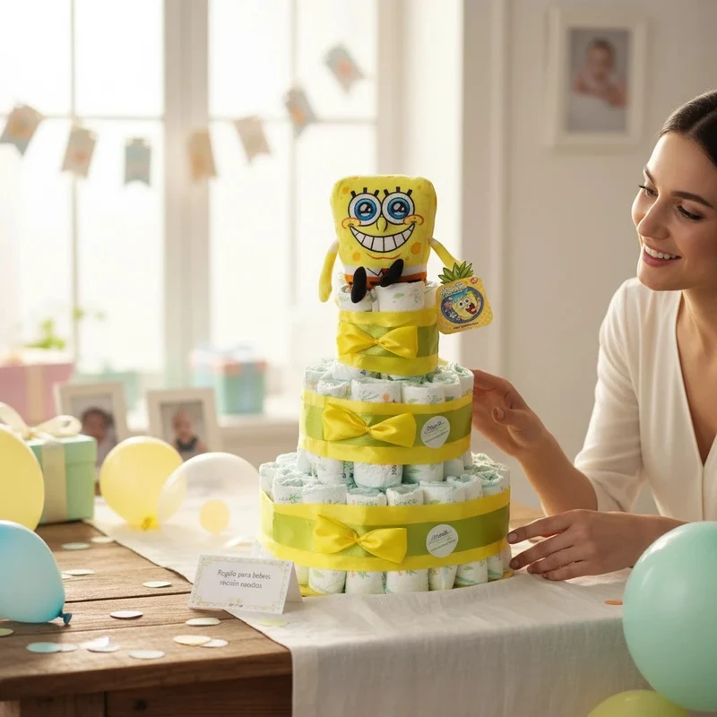 Tarta de pañales Bob Esponja