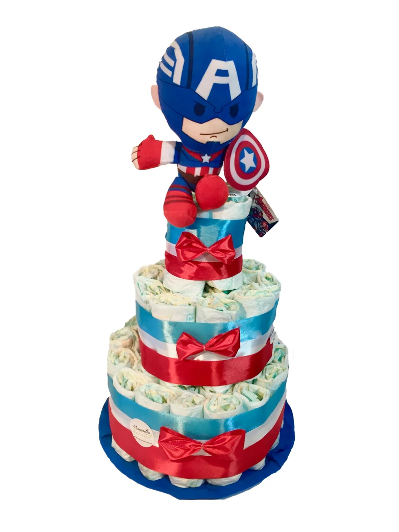 Tarta de pañales Avengers Capitán América