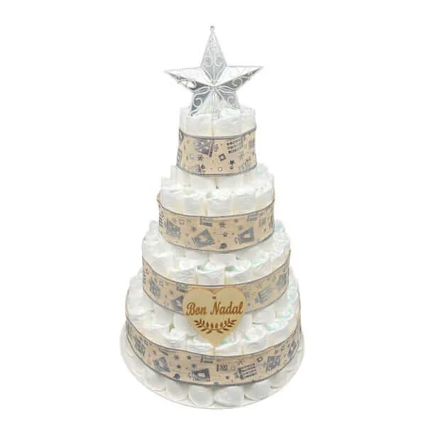Tarta de pañales Feliz Navidad bebé