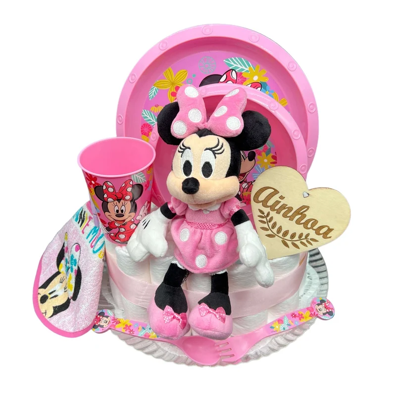 Tarta de pañales Minnie mouse glotona