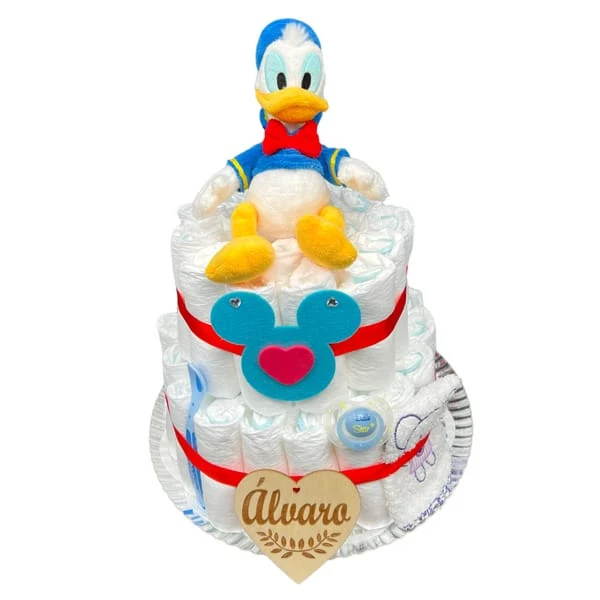 Tarta de pañales Patitos Donald y Daisy