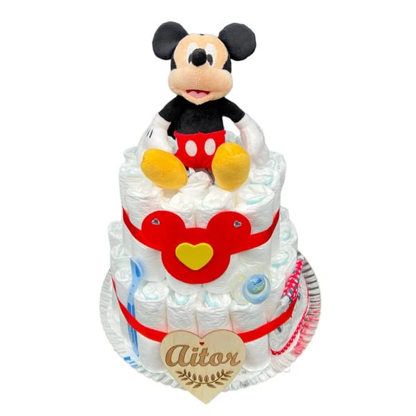Tarta de pañales Mickey Mouse y Minnie