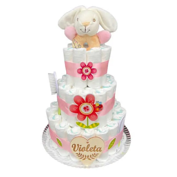 Tarta de pañales niña Mi primera primavera