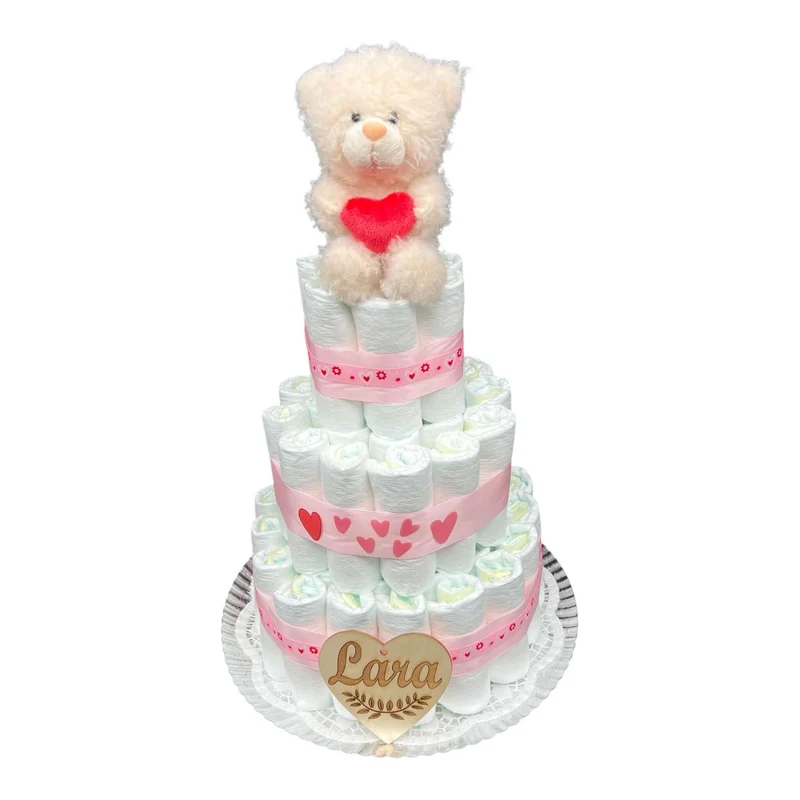 Tarta de pañales niña Osita amorosa