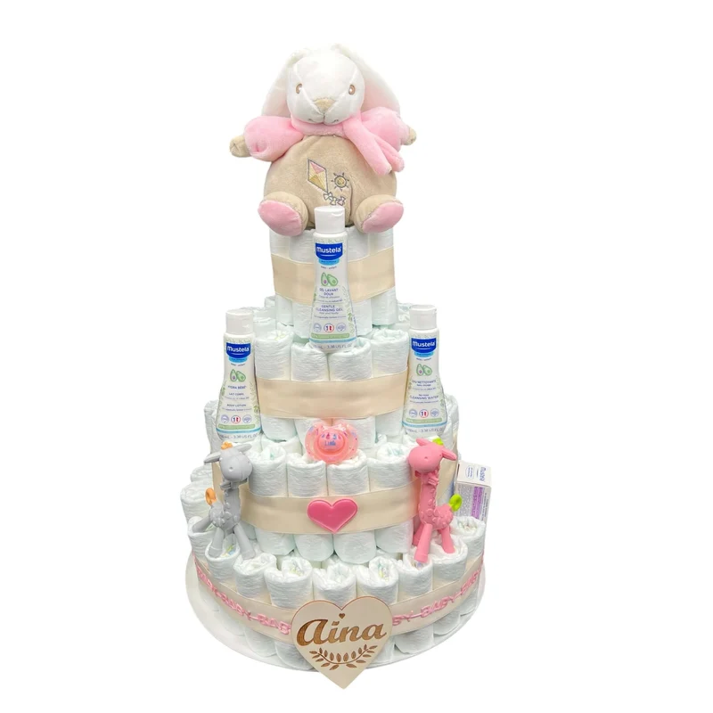 Tarta de pañales Mustela baby conejito