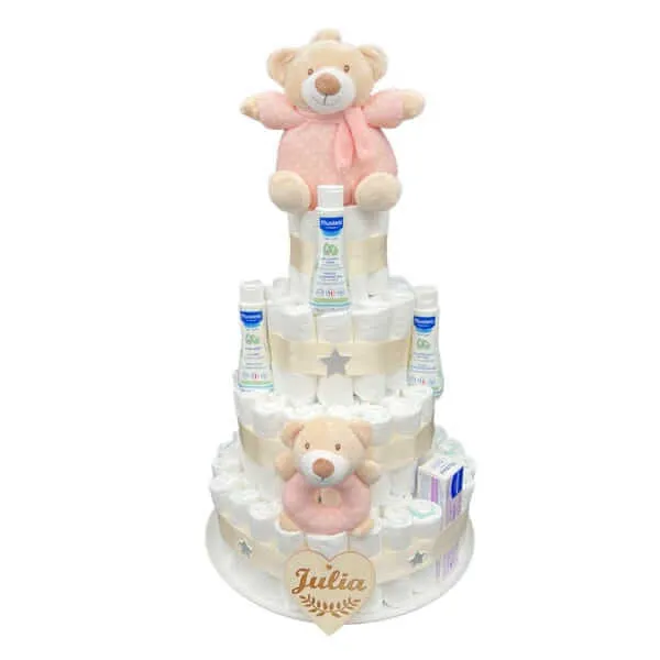 Tarta de pañales Mustela ositos mimosos