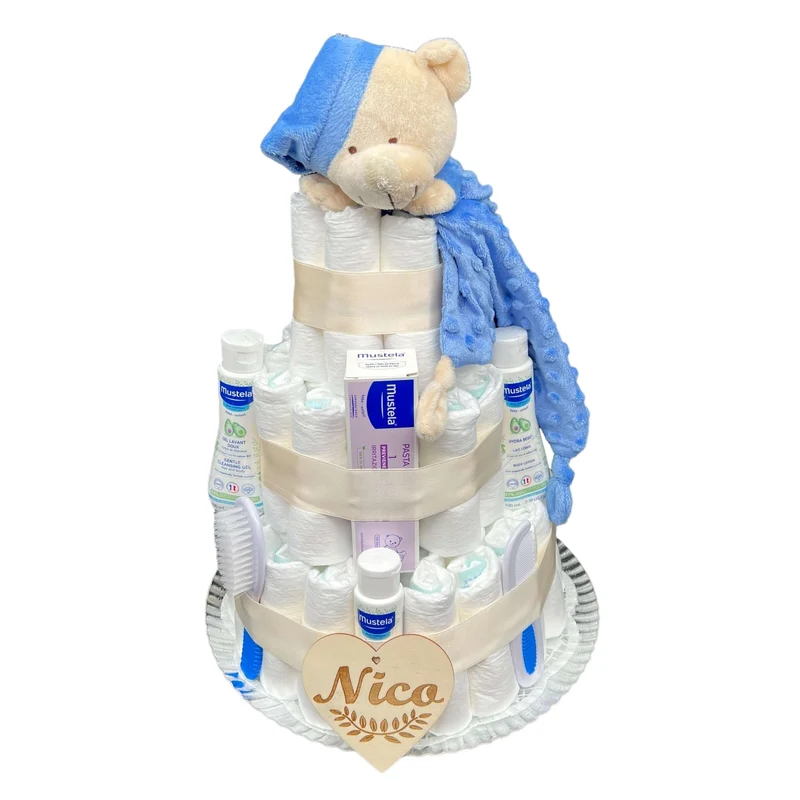 Tarta de pañales Mustela mima la piel del bebé