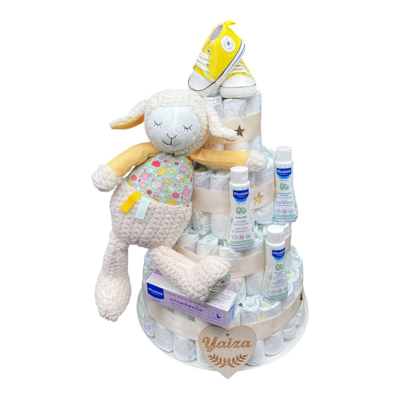 Tarta de pañales Mustela baby corderito