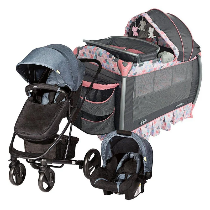 combo cuna corral travel elite pink travel system nexus gris