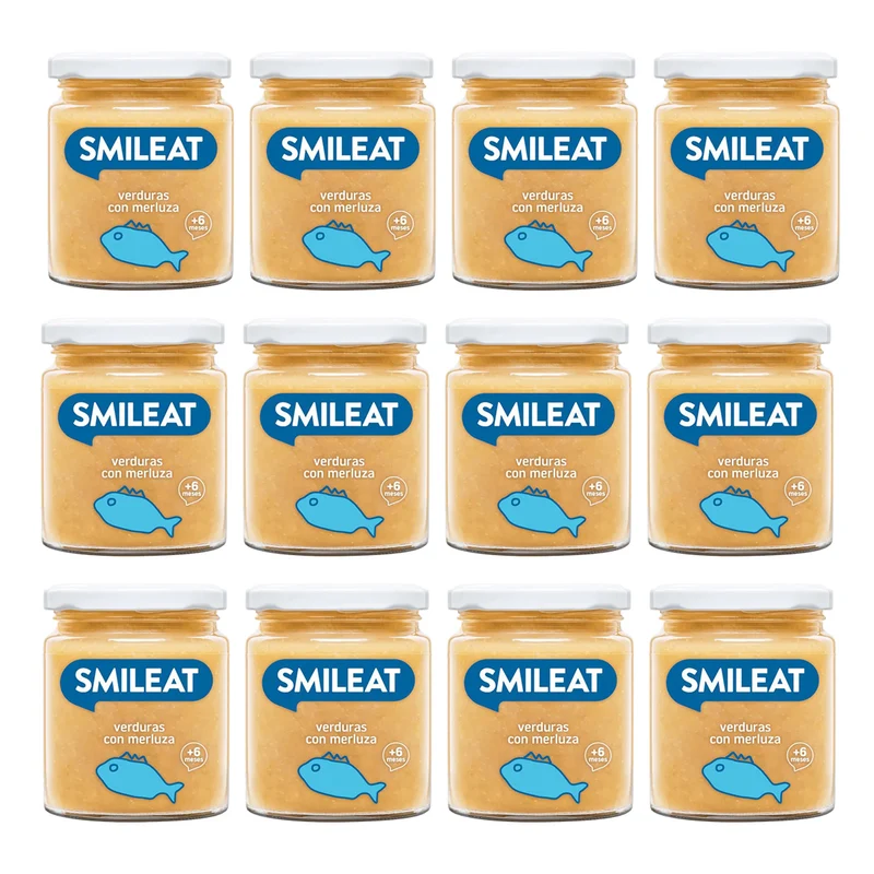 Pack 12x Tarrito BIO verduras y merluza +6 meses Smileat 230g