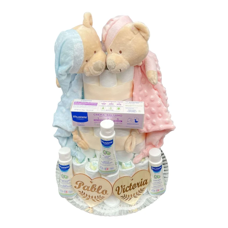 Tarta de pañales Baby mellizos o gemelos