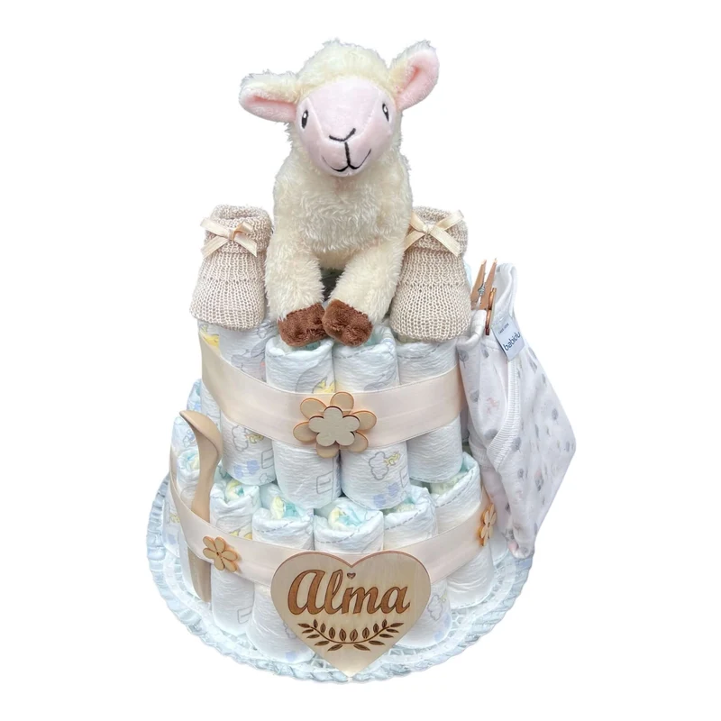 Tarta de pañales corderito Babidu