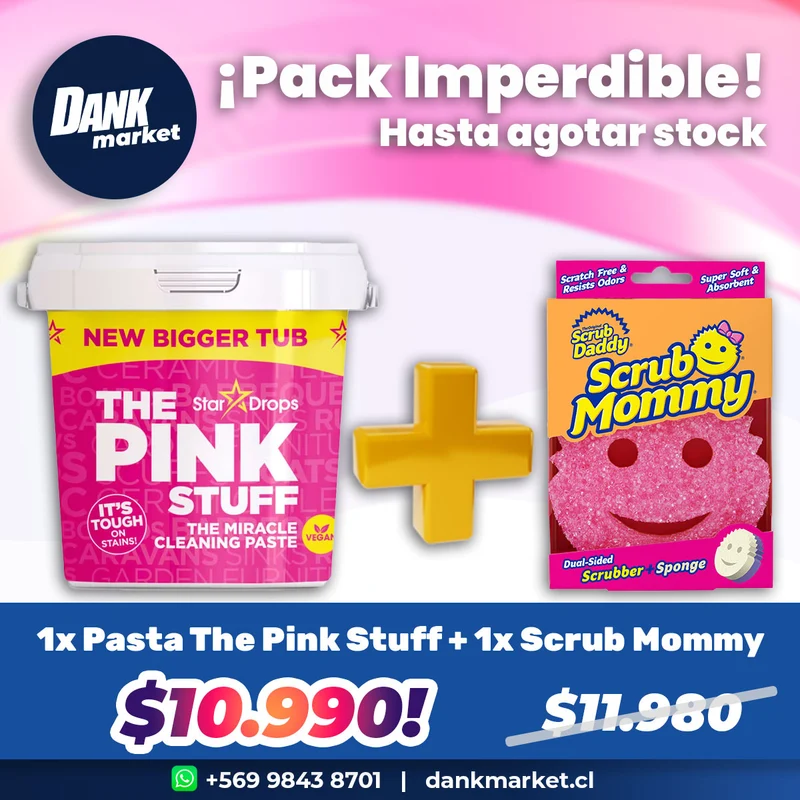 Pack Pasta Limpiadora Multiuso The Pink Stuff + Esponja Scrub Mommy
